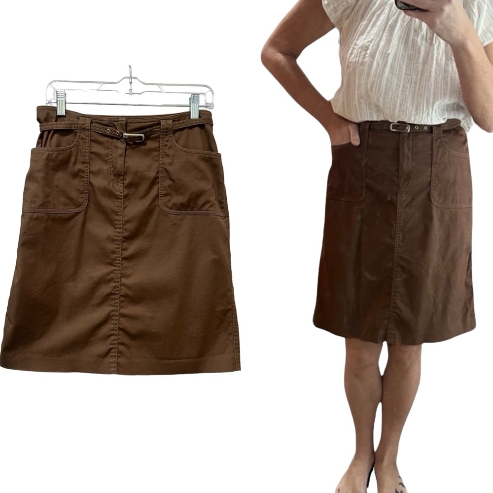 Anthropologie Cynthia Steffe Khaki Belted A Line Pencil Skirt